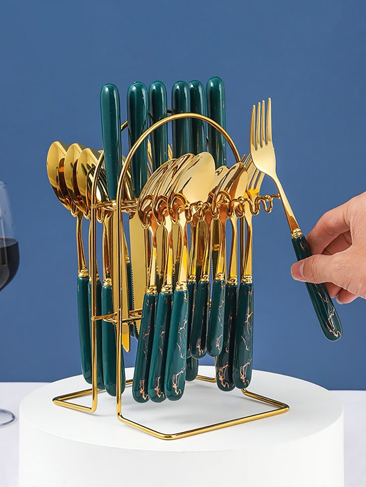 24pcs Marble Stainless Steel Cutlery Set