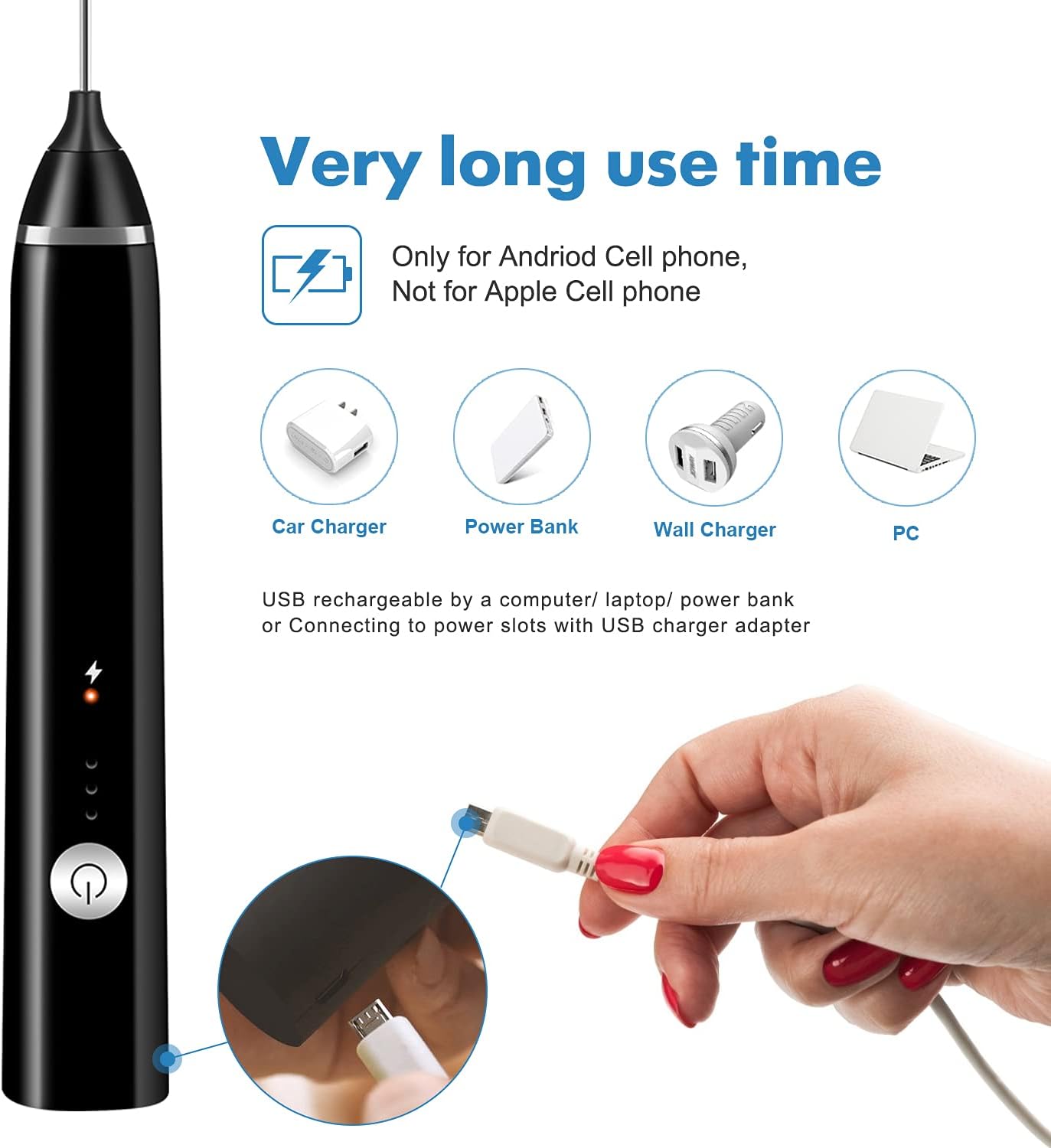 Rechargeable Milk Frother Handheld Electric Foam Maker