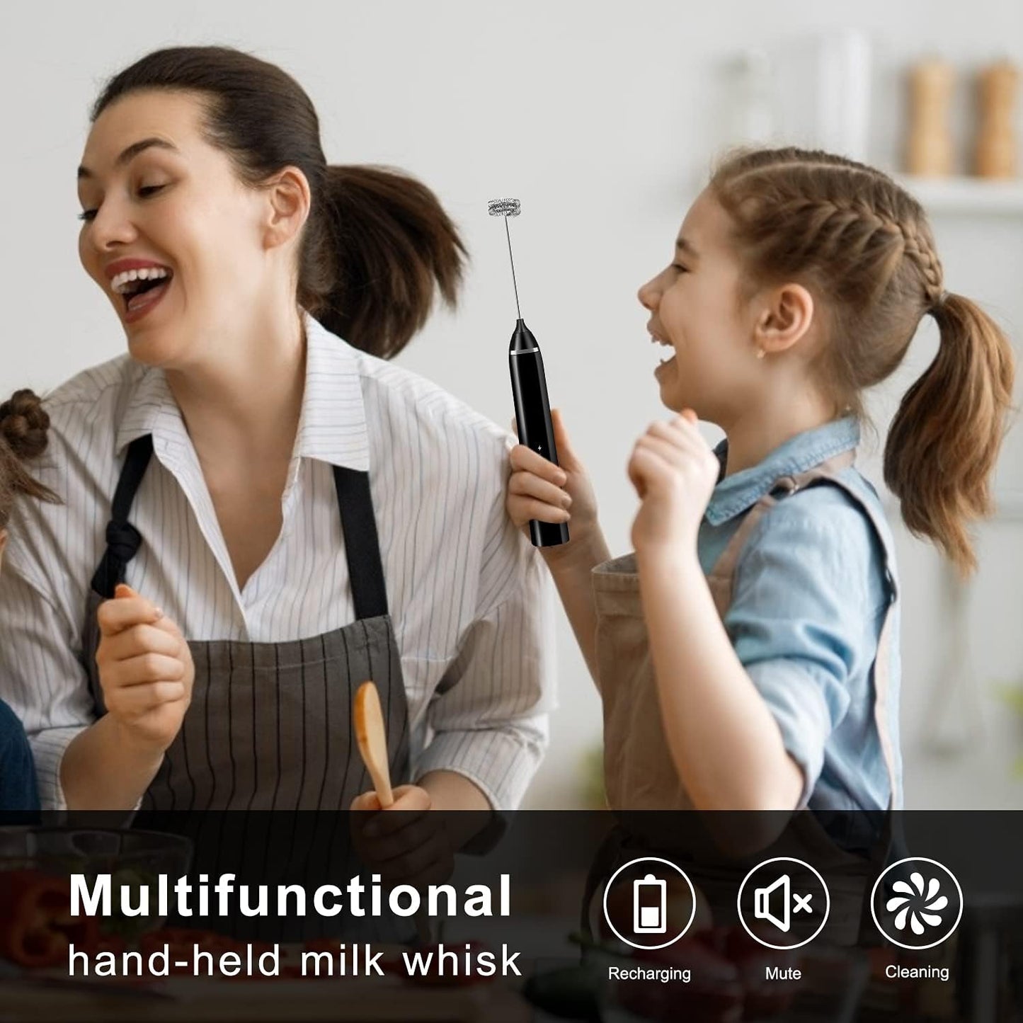 Rechargeable Milk Frother Handheld Electric Foam Maker