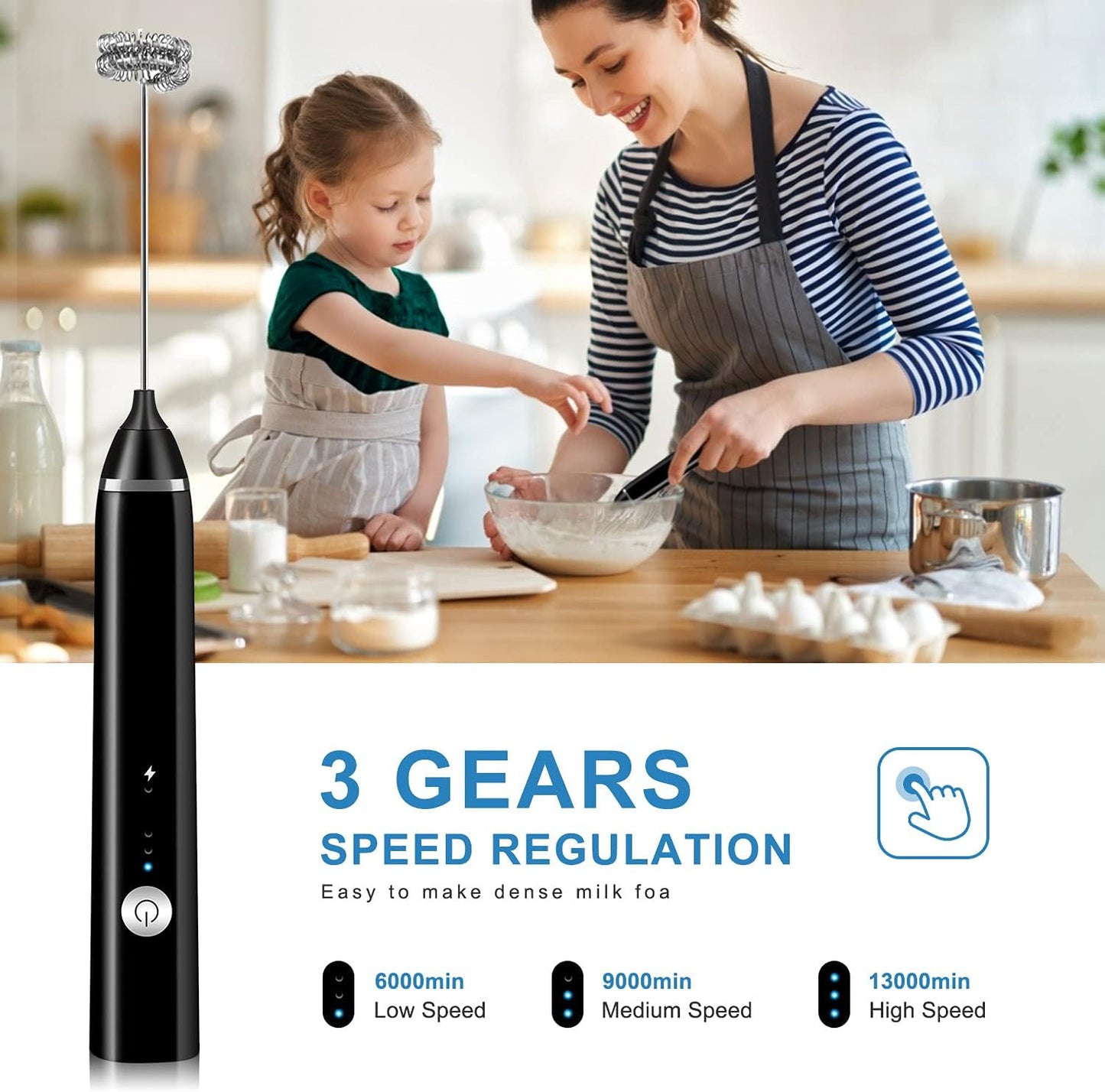Rechargeable Milk Frother Handheld Electric Foam Maker
