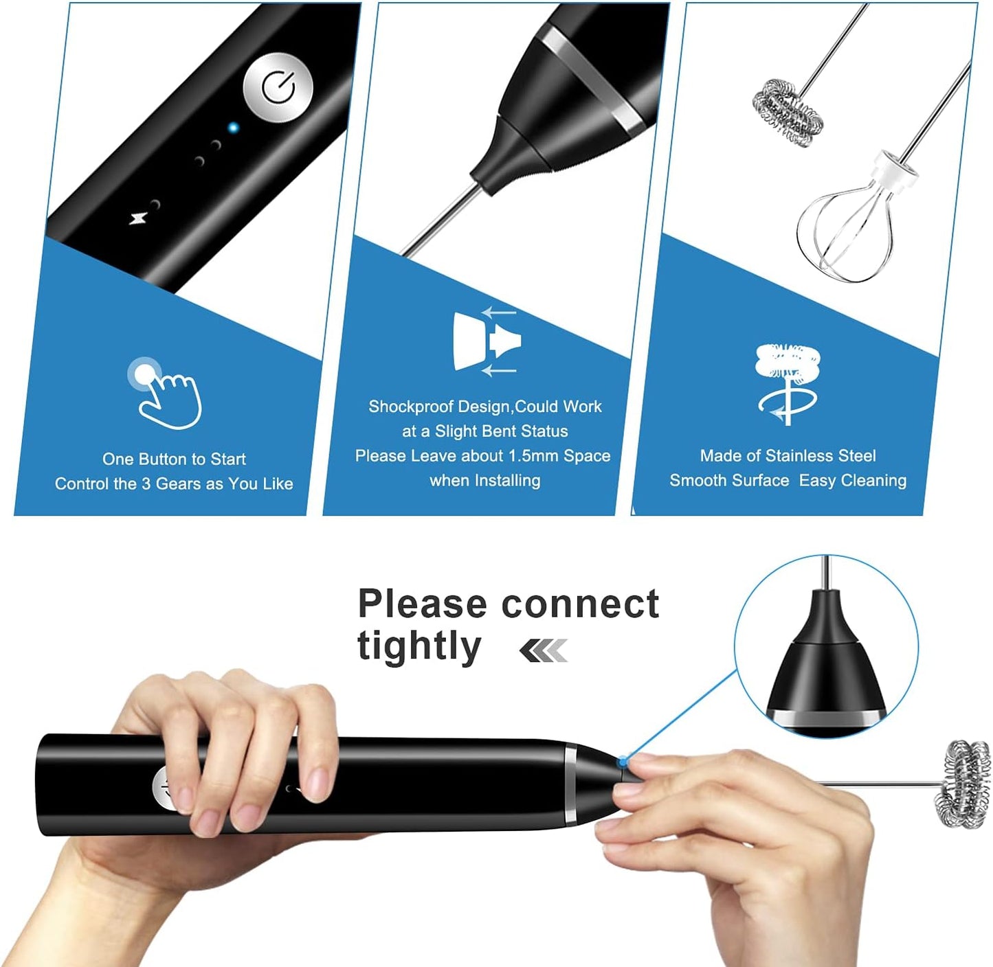Rechargeable Milk Frother Handheld Electric Foam Maker