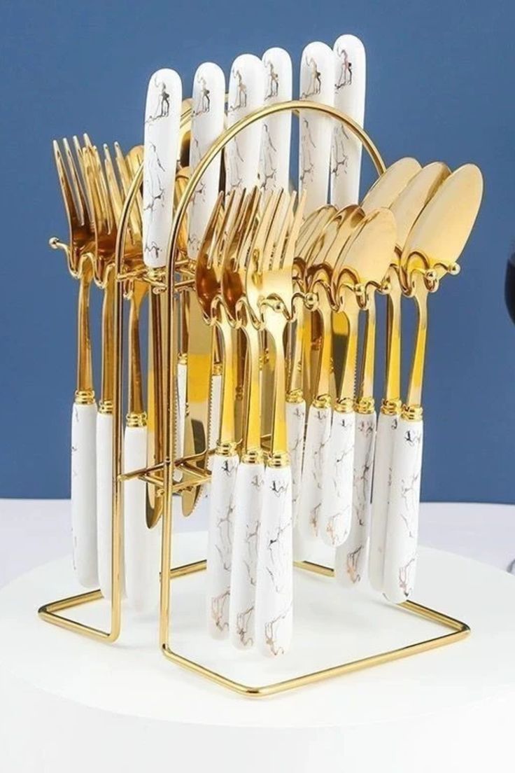 24pcs Marble Stainless Steel Cutlery Set