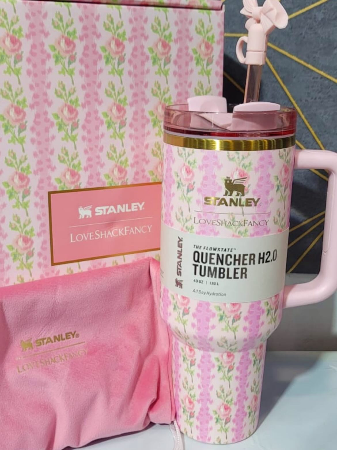 STANLEY x LOVESHACKFANCY 40 oz PINK BLOOMING HEIRLOOM QUENCHER(Premium imported Quality)
