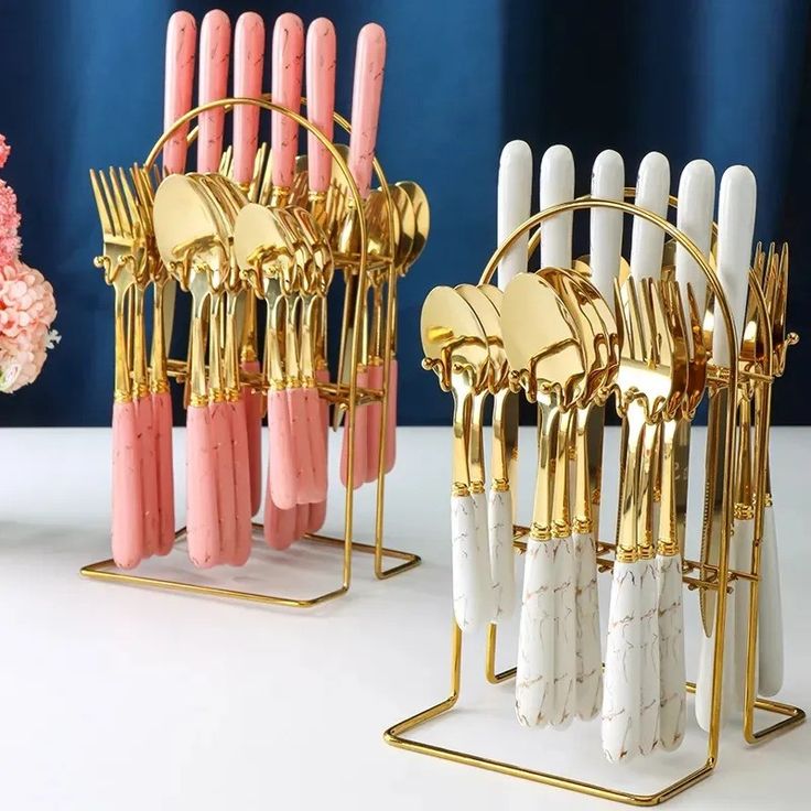 24pcs Marble Stainless Steel Cutlery Set