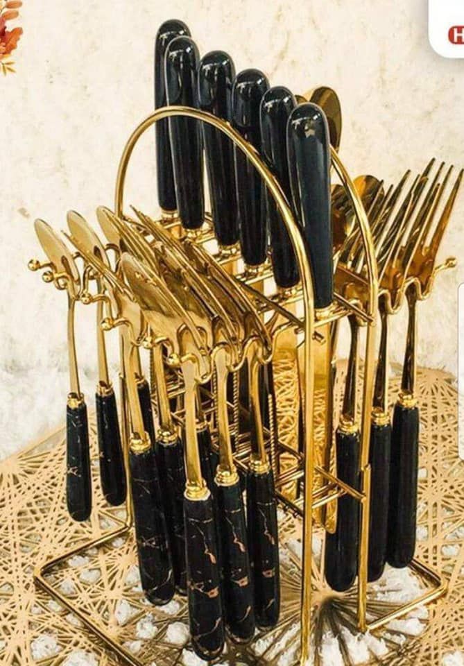 24pcs Marble Stainless Steel Cutlery Set
